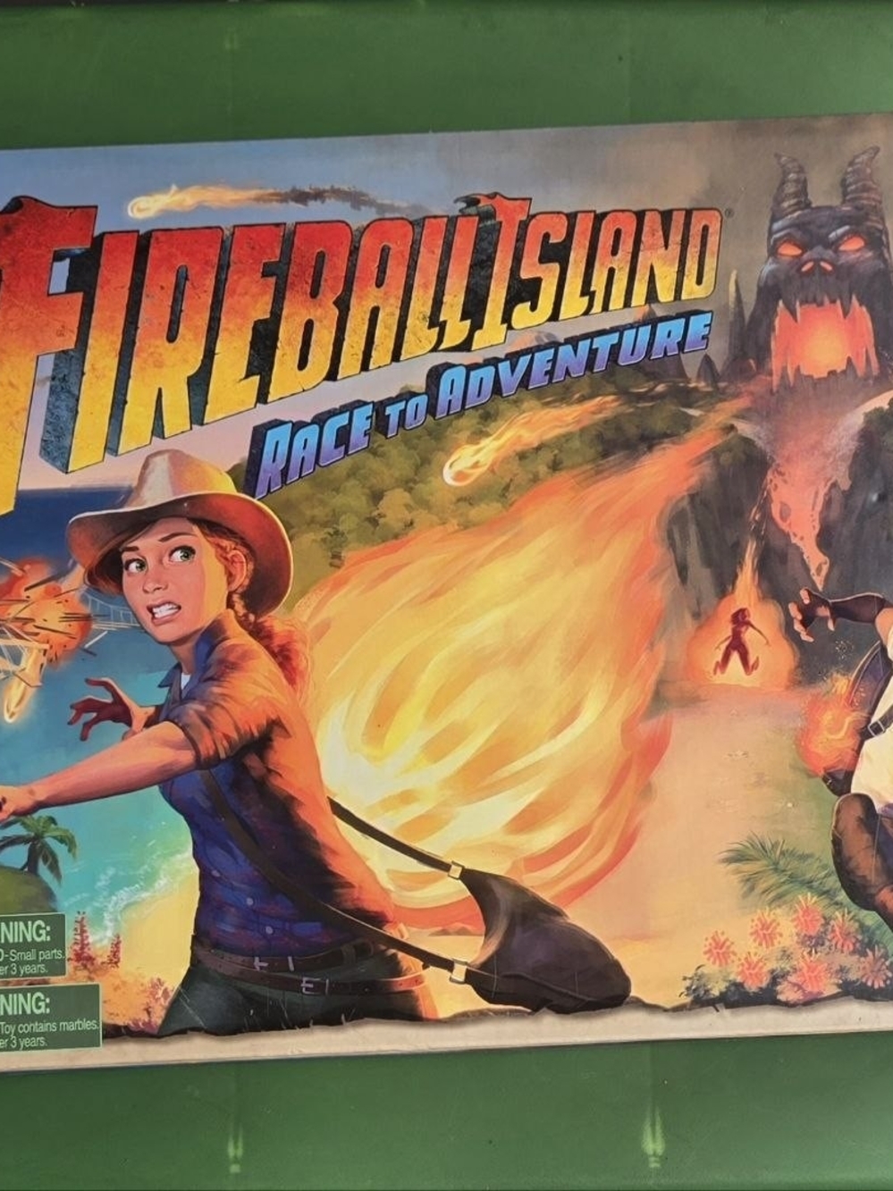 Fireball Island: Race to Adventure Board Game Box Art - Bright Orange & Yellow